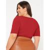imageOYOANGLE Womens Plus Size Basic Short Sleeve Bodysuit Scoop Neck T Shirts BodysuitBurgundy Solid