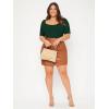 imageOYOANGLE Womens Plus Size Basic Short Sleeve Bodysuit Scoop Neck T Shirts BodysuitDark Green