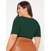 imageOYOANGLE Womens Plus Size Basic Short Sleeve Bodysuit Scoop Neck T Shirts BodysuitDark Green