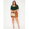 imageOYOANGLE Womens Plus Size Basic Short Sleeve Bodysuit Scoop Neck T Shirts BodysuitDark Green