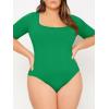 imageOYOANGLE Womens Plus Size Basic Short Sleeve Bodysuit Scoop Neck T Shirts BodysuitGreen Solid