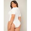 imageOYOANGLE Womens Plus Size Basic Short Sleeve Bodysuit Scoop Neck T Shirts BodysuitNew Light White