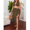 imageOYOANGLE Womens Plus Size Beach Sarong Swimsuit Cover Ups Ruffle Hem Knot Side Wrap Long Maxi SkirtsBrown