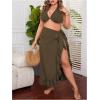 imageOYOANGLE Womens Plus Size Beach Sarong Swimsuit Cover Ups Ruffle Hem Knot Side Wrap Long Maxi SkirtsBrown