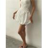 imageOYOANGLE Womens Plus Size Bubble Mini Skirts Elastic Waist Ruffle Hem Casual Y2k Puffy Short SkirtWhite