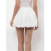 imageOYOANGLE Womens Plus Size Bubble Mini Skirts Elastic Waist Ruffle Hem Casual Y2k Puffy Short SkirtWhite