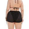 imageOYOANGLE Womens Plus Size Chiffon Beach Swimwear Sheer Wrap Cover Up Swim ShortsBlack Ruched