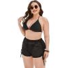 imageOYOANGLE Womens Plus Size Chiffon Beach Swimwear Sheer Wrap Cover Up Swim ShortsBlack Ruched