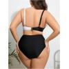 imageOYOANGLE Womens Plus Size Color Block Bikini Sets High Waisted Swimsuit Two Piece Push Up Bathing SuitsBlack and White