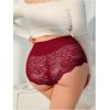 imageOYOANGLE Womens Plus Size Contrast Lace Boyshorts Mid Rise Tummy Control Panties UnderwearBurgundy