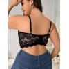 imageOYOANGLE Womens Plus Size Cut Out Floral Lace Bra Wireless Underwire No Padding BraletteBlack