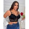 imageOYOANGLE Womens Plus Size Cut Out Floral Lace Bra Wireless Underwire No Padding BraletteBlack