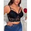 imageOYOANGLE Womens Plus Size Cut Out Floral Lace Bra Wireless Underwire No Padding BraletteBlack