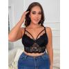 imageOYOANGLE Womens Plus Size Cut Out Floral Lace Bra Wireless Underwire No Padding BraletteBlack
