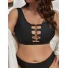 imageOYOANGLE Womens Plus Size Cut Out Scoop Neck Bikini Tops Swimsuit Athletic Tankini TopBlack