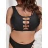 imageOYOANGLE Womens Plus Size Cut Out Scoop Neck Bikini Tops Swimsuit Athletic Tankini TopBlack