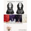 imageOYOANGLE Womens Plus Size Cut Out Tie Back Halter Lace Teddy Romper Bodysuit LingerieBlack