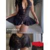 imageOYOANGLE Womens Plus Size Cut Out Tie Back Halter Lace Teddy Romper Bodysuit LingerieBlack