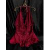 imageOYOANGLE Womens Plus Size Cut Out Tie Back Halter Lace Teddy Romper Bodysuit LingerieMauve Purple