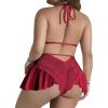 imageOYOANGLE Womens Plus Size Cut Out Tie Back Halter Lace Teddy Romper Bodysuit LingerieMauve Purple