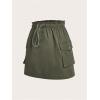 imageOYOANGLE Womens Plus Size Drawstring Elastic Waist Cargo Skirt Flap Pocket Skirts StreetwearArmy Green