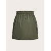 imageOYOANGLE Womens Plus Size Drawstring Elastic Waist Cargo Skirt Flap Pocket Skirts StreetwearArmy Green