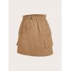 imageOYOANGLE Womens Plus Size Drawstring Elastic Waist Cargo Skirt Flap Pocket Skirts StreetwearKhaki