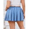 imageOYOANGLE Womens Plus Size Drawstring Waist Denim Skirts Y2k Ruffle Pleated Short SkirtLight Wash