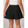 imageOYOANGLE Womens Plus Size Elastic Drawstring Waist A Line Skirt Y2K Frill Trim Layered Flowy SkortsBlack
