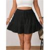 imageOYOANGLE Womens Plus Size Elastic Drawstring Waist A Line Skirt Y2K Frill Trim Layered Flowy SkortsBlack