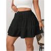imageOYOANGLE Womens Plus Size Elastic Drawstring Waist A Line Skirt Y2K Frill Trim Layered Flowy SkortsBlack