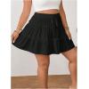 imageOYOANGLE Womens Plus Size Elastic Drawstring Waist A Line Skirt Y2K Frill Trim Layered Flowy SkortsBlack