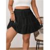 imageOYOANGLE Womens Plus Size Elastic Drawstring Waist A Line Skirt Y2K Frill Trim Layered Flowy SkortsBlack