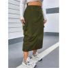 imageOYOANGLE Womens Plus Size Elastic High Waist Cargo Skirt Casual Solid Midi SkirtsArmy Green