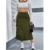 imageOYOANGLE Womens Plus Size Elastic High Waist Cargo Skirt Casual Solid Midi SkirtsArmy Green