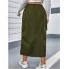 imageOYOANGLE Womens Plus Size Elastic High Waist Cargo Skirt Casual Solid Midi SkirtsArmy Green