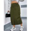 imageOYOANGLE Womens Plus Size Elastic High Waist Cargo Skirt Casual Solid Midi SkirtsArmy Green