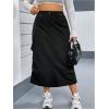 imageOYOANGLE Womens Plus Size Elastic High Waist Cargo Skirt Casual Solid Midi SkirtsBlack
