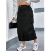 imageOYOANGLE Womens Plus Size Elastic High Waist Cargo Skirt Casual Solid Midi SkirtsBlack