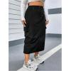 imageOYOANGLE Womens Plus Size Elastic High Waist Cargo Skirt Casual Solid Midi SkirtsBlack