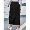 imageOYOANGLE Womens Plus Size Elastic High Waist Cargo Skirt Casual Solid Midi SkirtsBlack