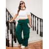 imageOYOANGLE Womens Plus Size Elastic High Waist Flap Pocket Cargo Pants Streetwear Loose Baggy Trousers with PocketDark Green