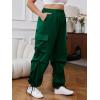 imageOYOANGLE Womens Plus Size Elastic High Waist Flap Pocket Cargo Pants Streetwear Loose Baggy Trousers with PocketDark Green