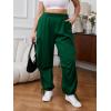 imageOYOANGLE Womens Plus Size Elastic High Waist Flap Pocket Cargo Pants Streetwear Loose Baggy Trousers with PocketDark Green