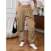 imageOYOANGLE Womens Plus Size Elastic High Waist Flap Pocket Cargo Pants Streetwear Loose Baggy Trousers with PocketLight Brown