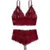 imageOYOANGLE Womens Plus Size Floral Lace Spaghetti Strap Cut Out Bra and Panty Two Piece Lingerie SetCrimson