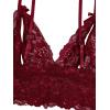 imageOYOANGLE Womens Plus Size Floral Lace Spaghetti Strap Cut Out Bra and Panty Two Piece Lingerie SetCrimson