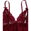 imageOYOANGLE Womens Plus Size Floral Lace Spaghetti Strap Cut Out Bra and Panty Two Piece Lingerie SetCrimson