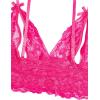 imageOYOANGLE Womens Plus Size Floral Lace Spaghetti Strap Cut Out Bra and Panty Two Piece Lingerie SetHot Pink