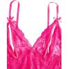 imageOYOANGLE Womens Plus Size Floral Lace Spaghetti Strap Cut Out Bra and Panty Two Piece Lingerie SetHot Pink